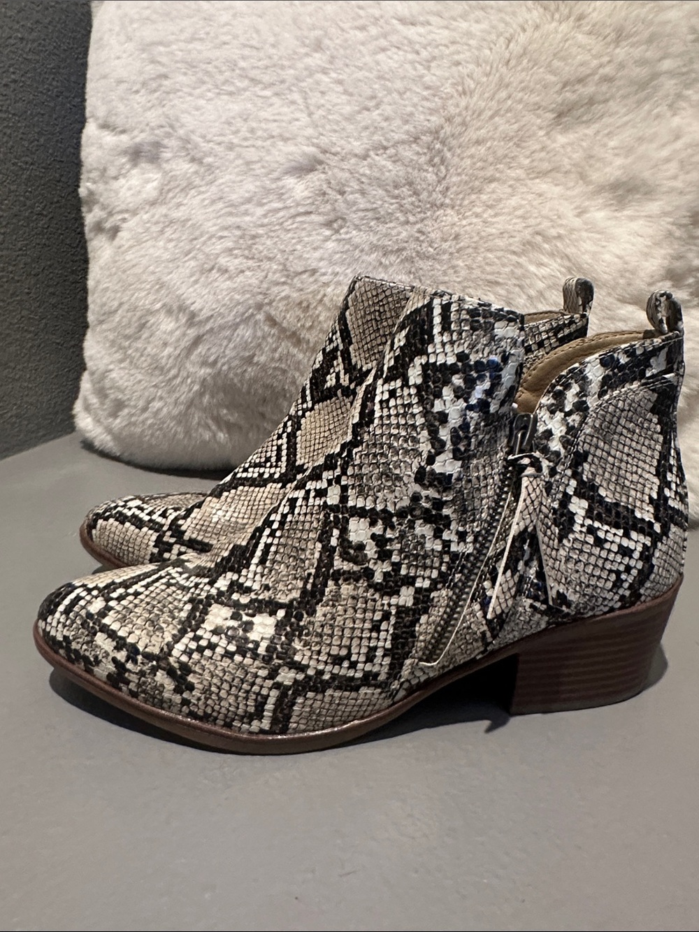 Snake-Print Ankle Booties